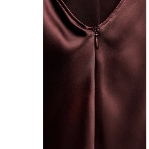 ZARA WOMAN NWT FW24 WINE SATIN EFFECT HALTER NECK LONG DRESS - Picture 9 of 10